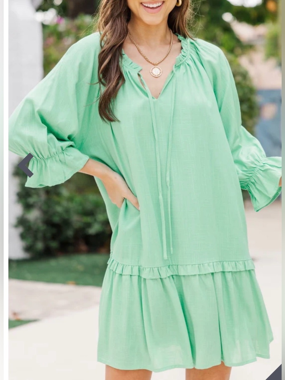 Shop The Mint Always in The Lead Green Linen Blend Green Dress